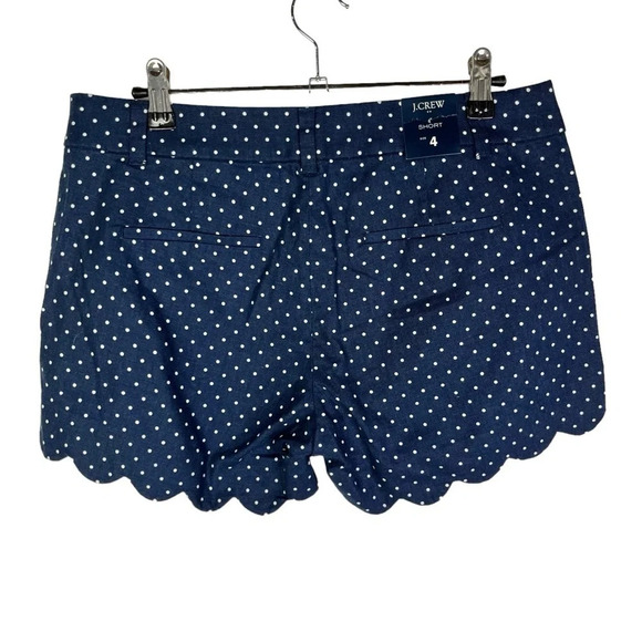 J. Crew Navy Blue & White Polka Dot Scallop Hem Shorts 4 - Picture 3 of 6
